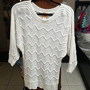 Ruby Rd. White Zigzag Sweater size Large Petite